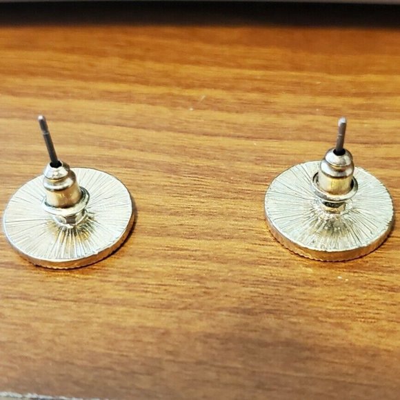 Coastal Earrings Anchor Nautical Post, blue with gold-tone trim - Picture 3 of 4